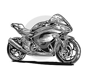 Motorcycle. Vector engraved illustration