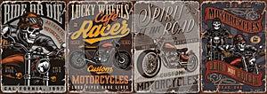 Motorcycle vintage colorful posters