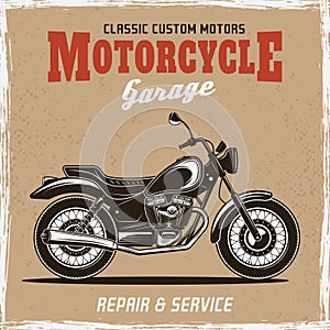 Motorcycle vintage poster with headline text