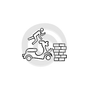 motorcycle and wall accident icon