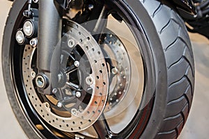 Motorcycle wheel closeup