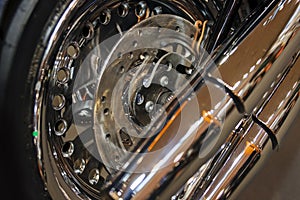 Motorcycle wheel closeup