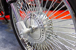 Motorcycle wheels, wire spokes of a motorcycle