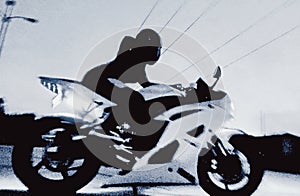 Motorcycle Yamaha r6 Woman Rider BlackWhite