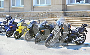 Motorcycles on parking