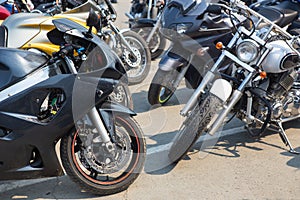 Motorcycles on parking