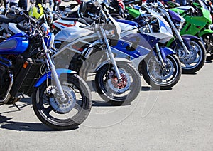 Motorcycles on parking