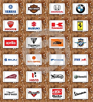 Motorcycles producers logos and brands