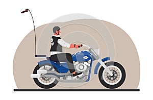 Motorcyclist at bike vector concept