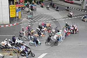 Motorcyclists at a Busy Junction