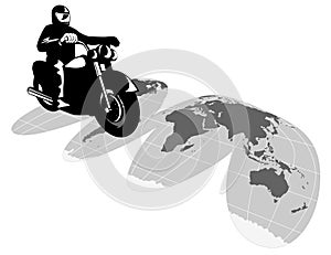 Motorcyle rider globe