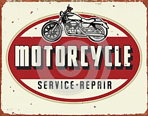 Motorcyle Service Repair Vintage Tin Sign