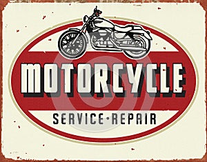 Motorcyle Service Repair Vintage Tin Sign photo