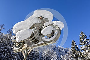 Motorcyle with snow photo