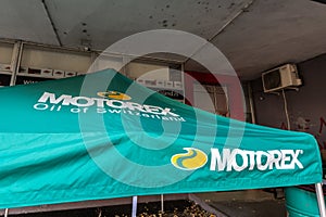Motorex logo on their main retailer for Belgrade. Motorex is a Swiss brand of motor and auto oil and maintenance products