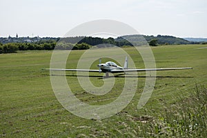 Motorglider just landed on grass