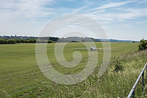 Motorglider just landed on grass