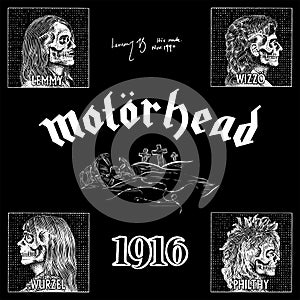 Motorhead band 1991 era vector illustration.