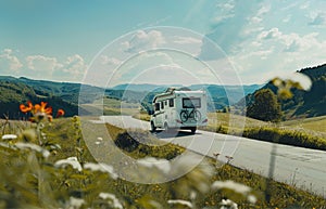 Motorhome campervan on a road trip