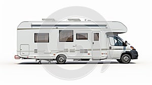 Realistic White Rv Motorhome On White Background