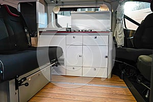 Motorhome interior camper van modern motor home tourism concept rv