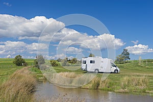 Motorhome in meadow