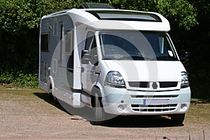 Motorhome. motor coach. recreational vehicle. RV. motorised caravan