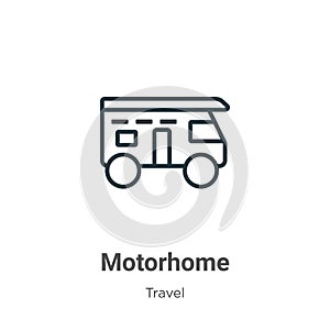 Motorhome outline vector icon. Thin line black motorhome icon, flat vector simple element illustration from editable travel