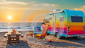 Motorhome by the sea recreation tourism summer adventure nature beach