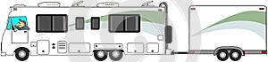 Motorhome towing cargo trailer