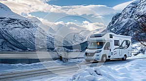 a motorhome trip through the breathtaking natural landscapes of Norway, capturing the beauty of caravan travel amidst