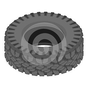 Motoring tyre icon, isometric style
