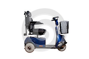 Motorised wheelchair with basket for disposable people