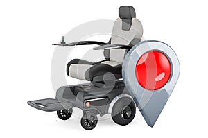 Motorized Power Chair with map pointer. 3D rendering photo