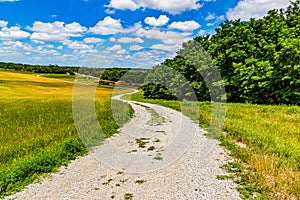 Motorized vehicle on gravel dirt road or path through a park on a beautiful bay.