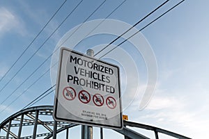 Motorized vehicles prohibited signage