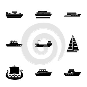 Motorship icons set, simple style