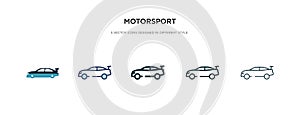 Motorsport icon in different style vector illustration. two colored and black motorsport vector icons designed in filled, outline