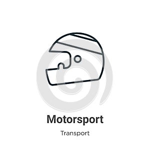 Motorsport outline vector icon. Thin line black motorsport icon, flat vector simple element illustration from editable transport