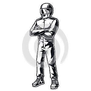 Motorsport racer monochrome vintage sticker