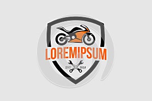 Motorsport with shield vector logo template