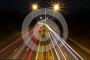 Motorway night light trails