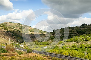 Motorway in Sicily Italy on the way to Mount Etna