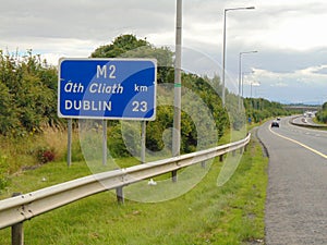 Motorway Sign for Dublin in Ireland