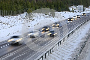 Motorway Traffic in Winter, Motion Blur