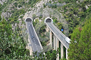 Motorway tunnel on the Italian Mediterranean coast