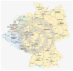 Motorway vector map of Germany and the Benelux states