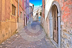 Motovun. Paved colorful street of old town of Motovun