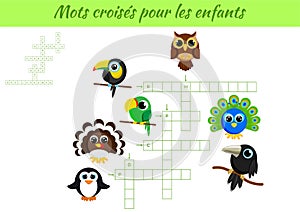 Mots croisÃ©s pour les enfants - Crossword for kids. Crossword game with pictures. Kids activity worksheet colorful printable