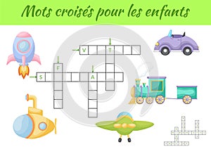 Mots croisÃ©s pour les enfants - Crossword for kids. Crossword game with pictures. Kids activity worksheet colorful printable